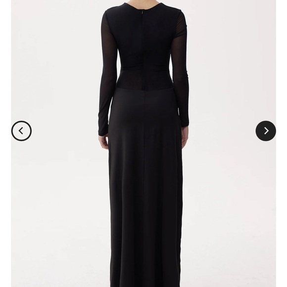 Elegant Black Cut Out Maxi Dress bow tie knots flexible breathable sexy gala hot - Picture 5 of 7